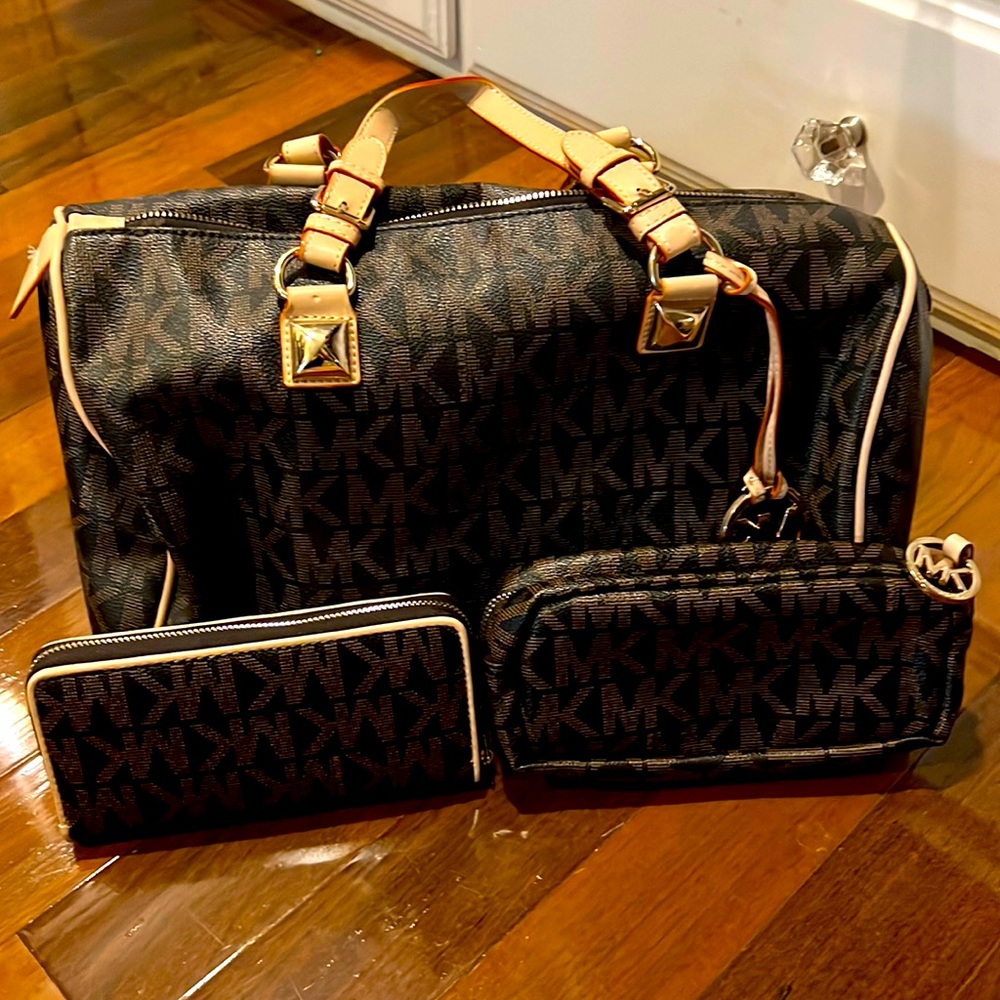 MK bag with wallet and cosmetic bag